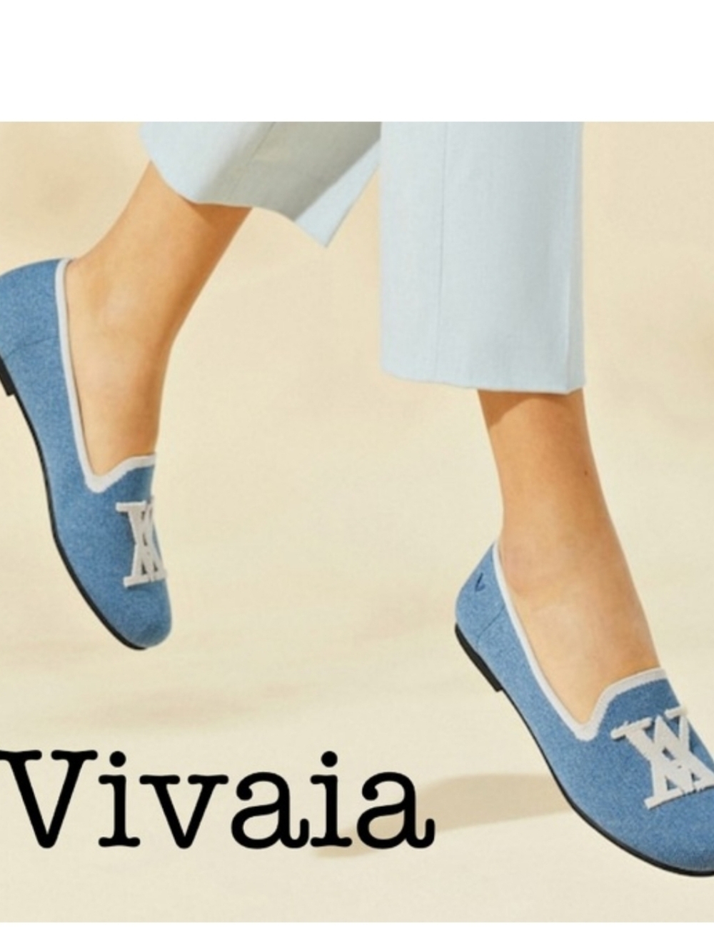 New 🆕 Vivaia Denim Round Toe Knitted Loafers Size 39